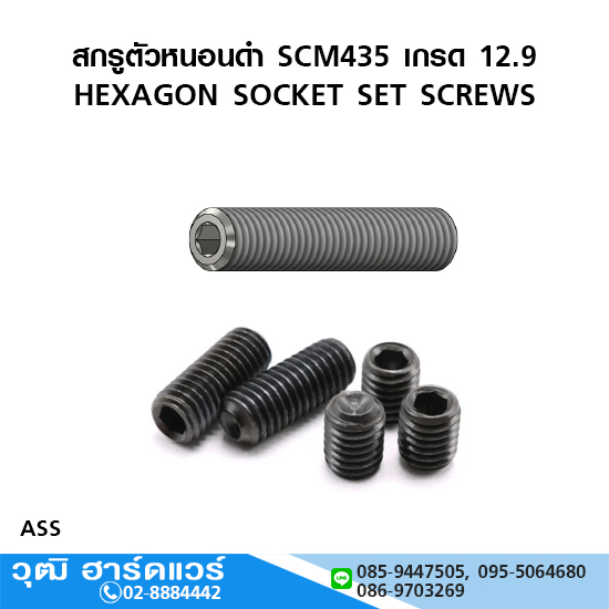 สกรูตัวหนอนดำ SCM435 เกรด 12.9 มิล/หุน
