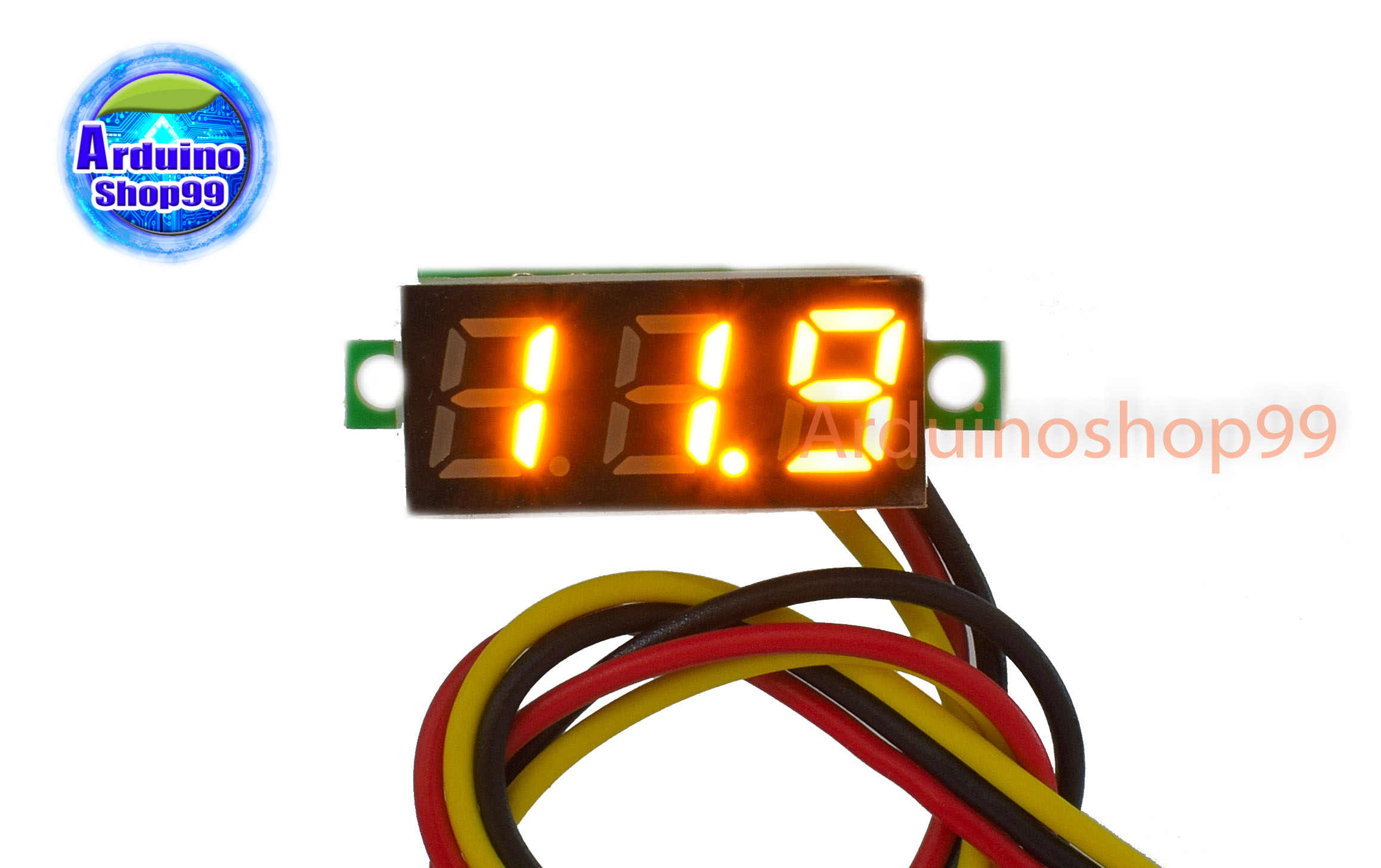 จอแสดงผล ค่าโวลต์ DC voltage meter head 0.28 inch LED DC 0V - 100V (สีเหลือง)