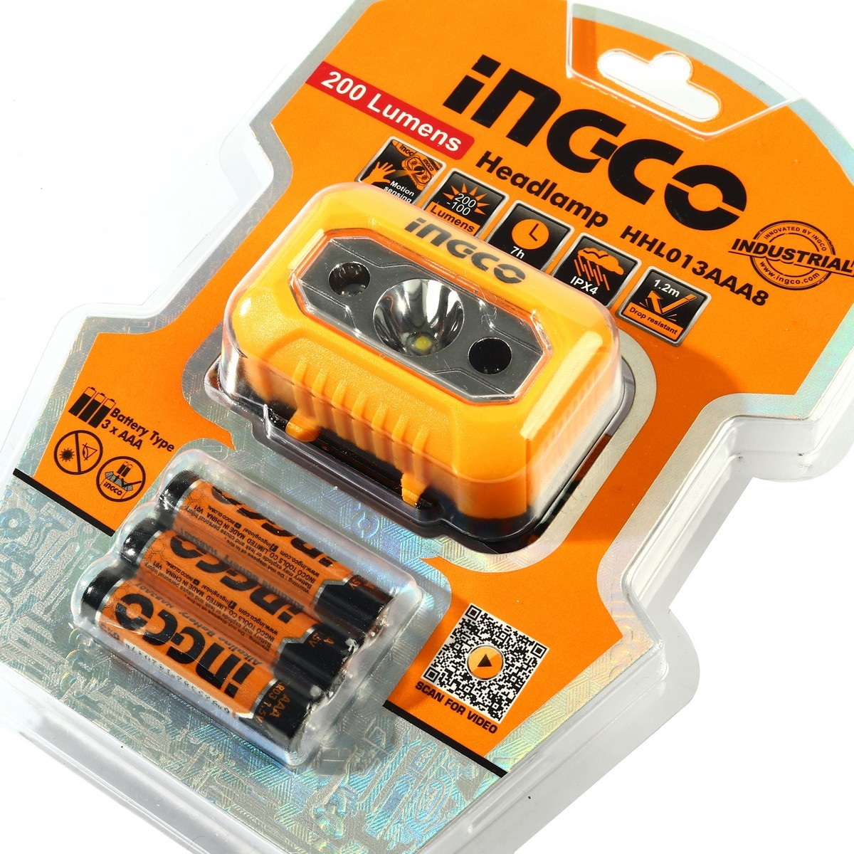 INGCO HHL013AAA8 ไฟฉายคาดหัว LED (ถ่าน AAA)