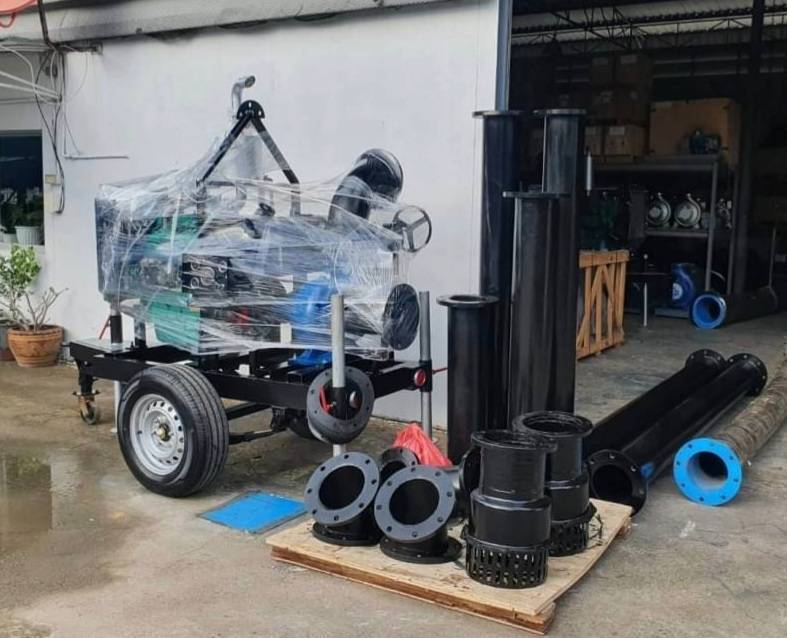 WATERFLOW MFP-8 เครื่องสูบน้ำ 8"x8" เครื่องยนต์ดีเซล 60HP พร้อมเทเลอร์ลากจูง