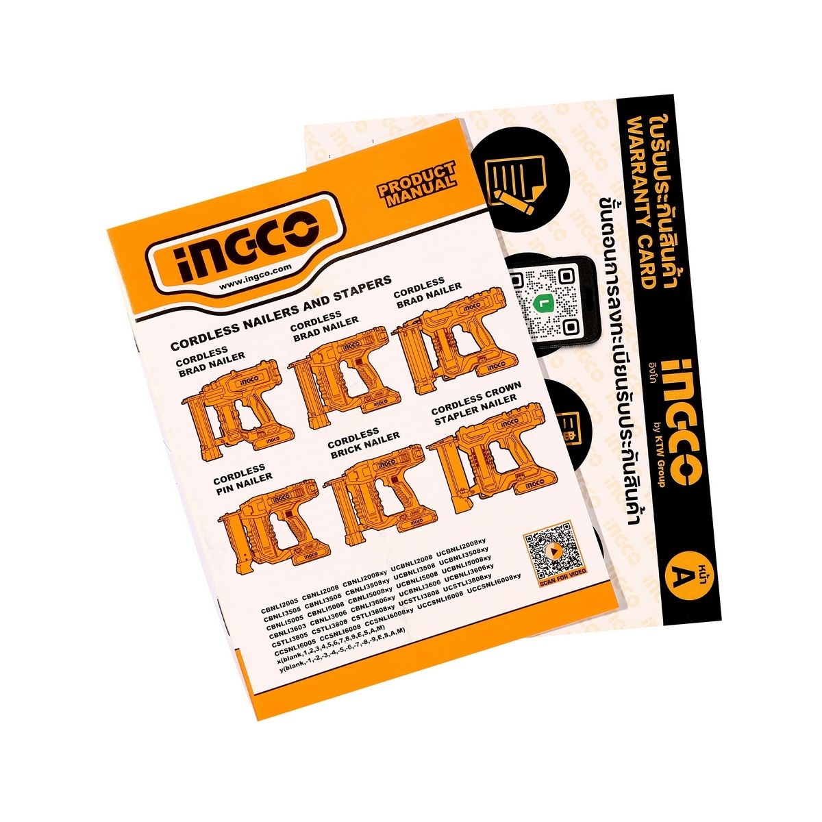 INGCO CBNLI2008 เครื่องยิงตะปูไร้สาย F15-F35 20V แบตx1