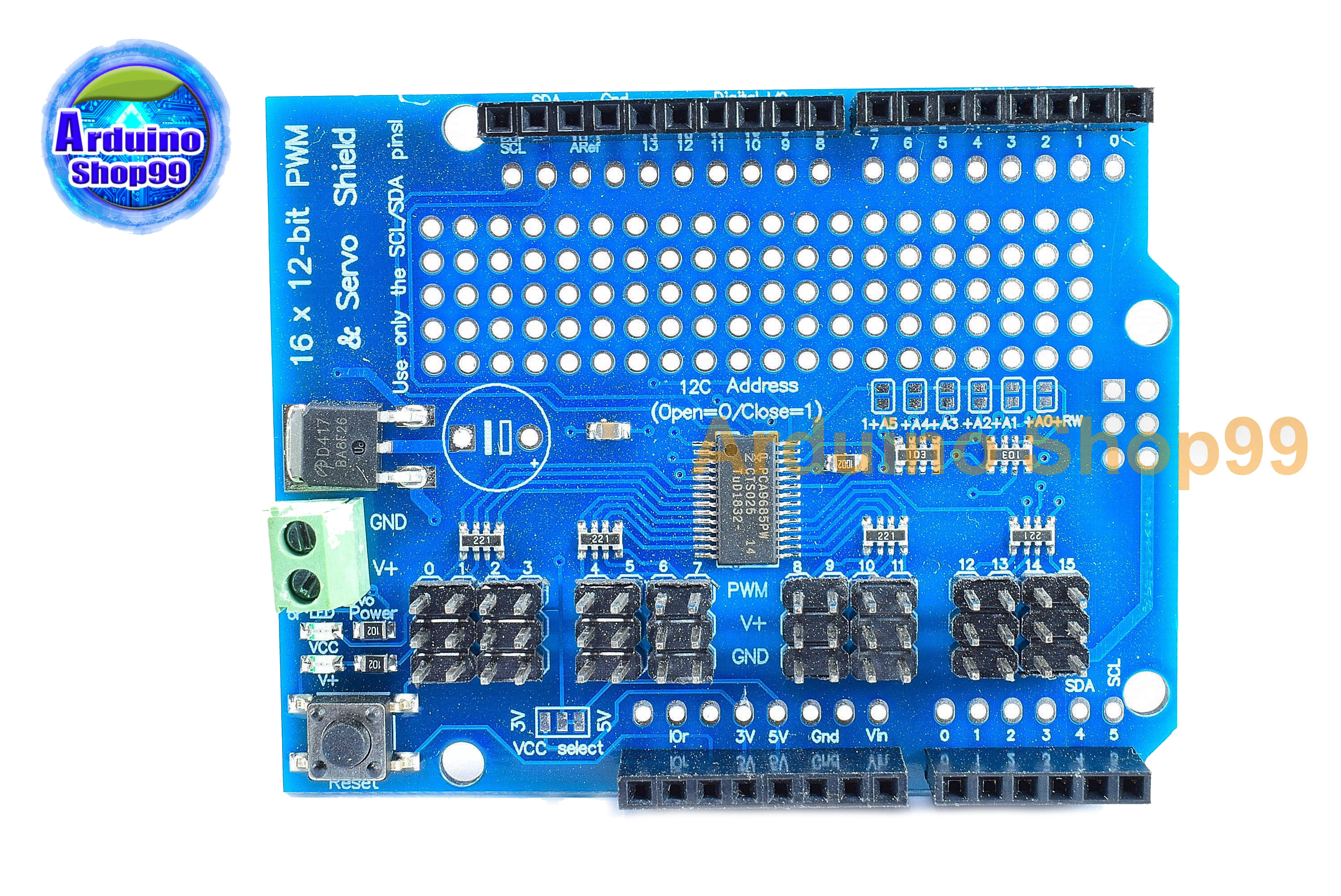 16-Channel 12-bit PWM/Servo Shield 16-way servo drive module