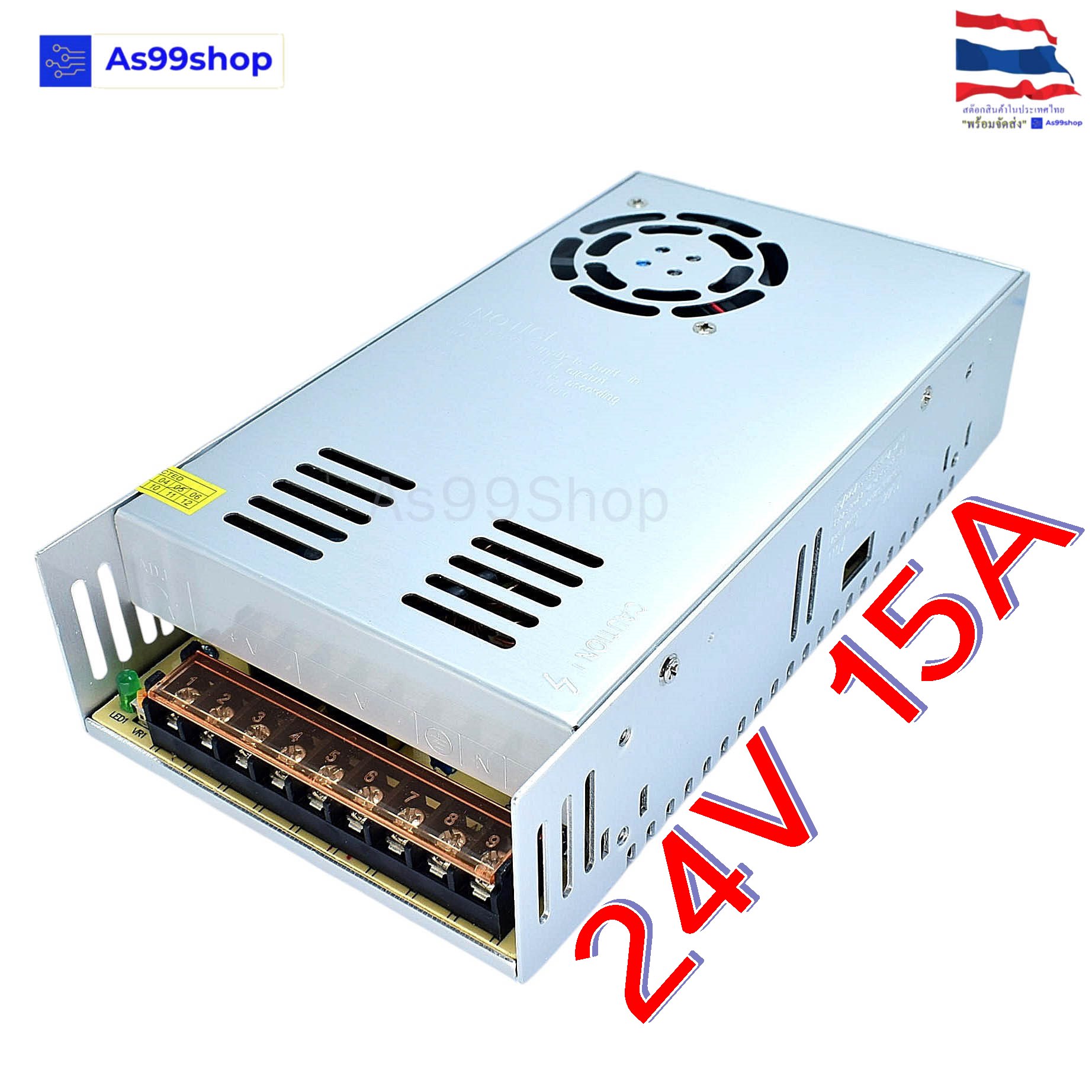 สวิตชิ่งเพาเวอร์ซัพพลาย Switching Power Supply 24V 15A 360W(สีเงิน) S-360-24