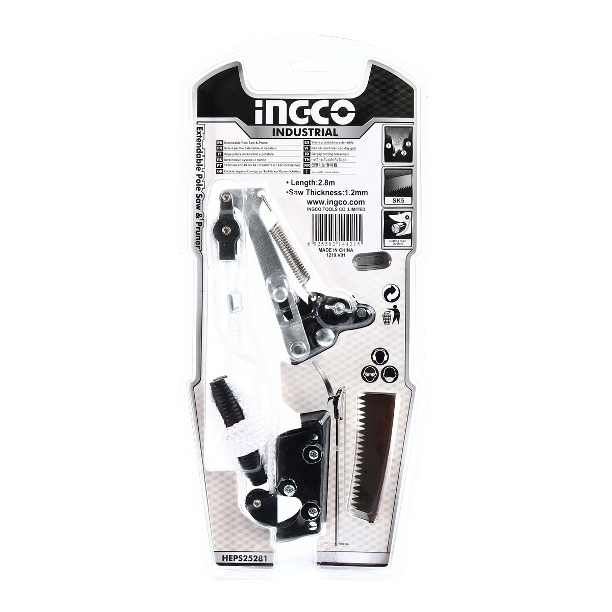 INGCO HEPS25281 กรรไกรกระตุกกิ่งไม้+เลื่อย ด้ามจับเหล็กยาวสูงสุด 2.8 เมตร