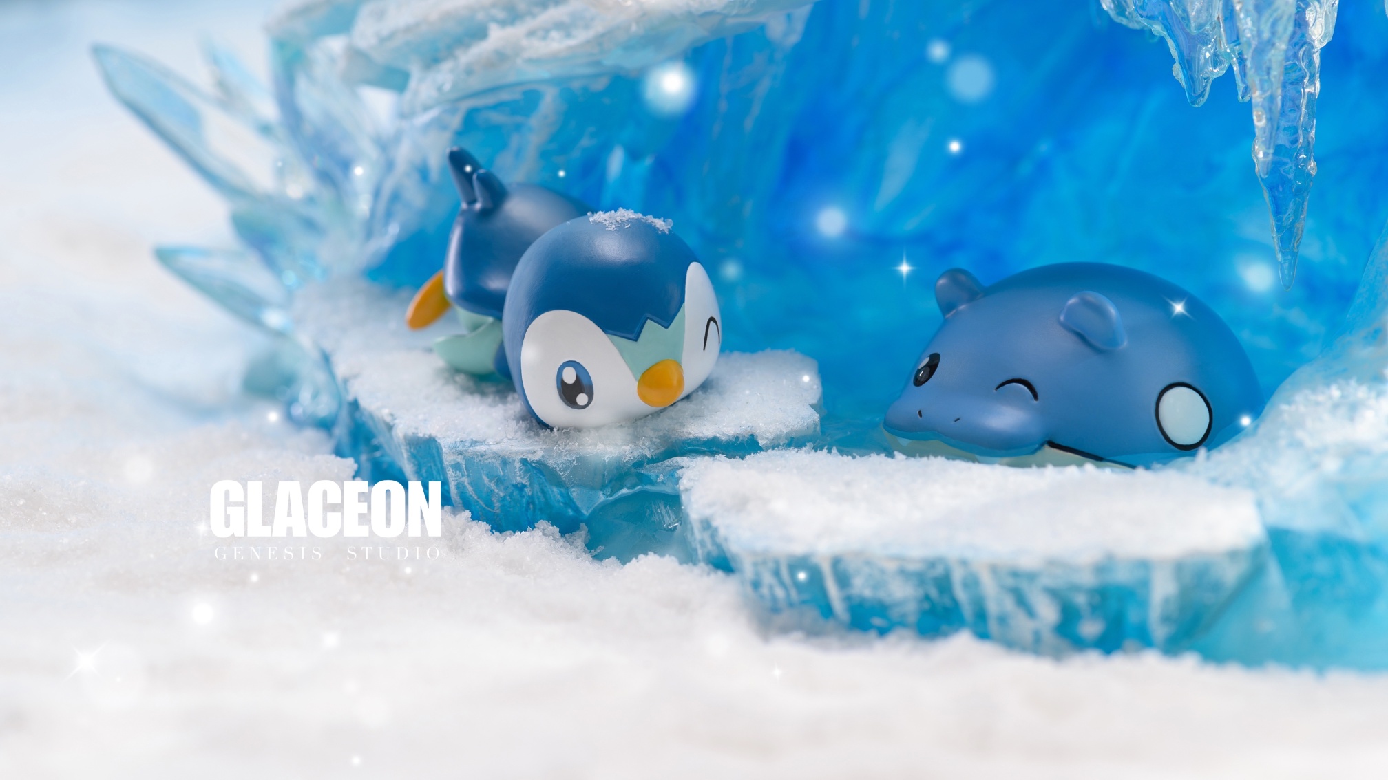 GENESIS Studio - Glaceon(Eevee use Ice Stone) on ice field with Piplup and Spheal โปเกมอน POKEMON(Pokémon) อีวุย กราเซีย