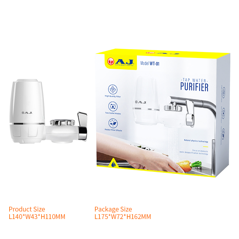 AJ เครื่องกรองน้ำก๊อก รุ่น WT-01 พร้อมใส้กรองในชุด กรองน้ำผ่านไส้กรองเซรามิค สำหรับทำอาหาร สินค้ารับประกัน 1 ปี