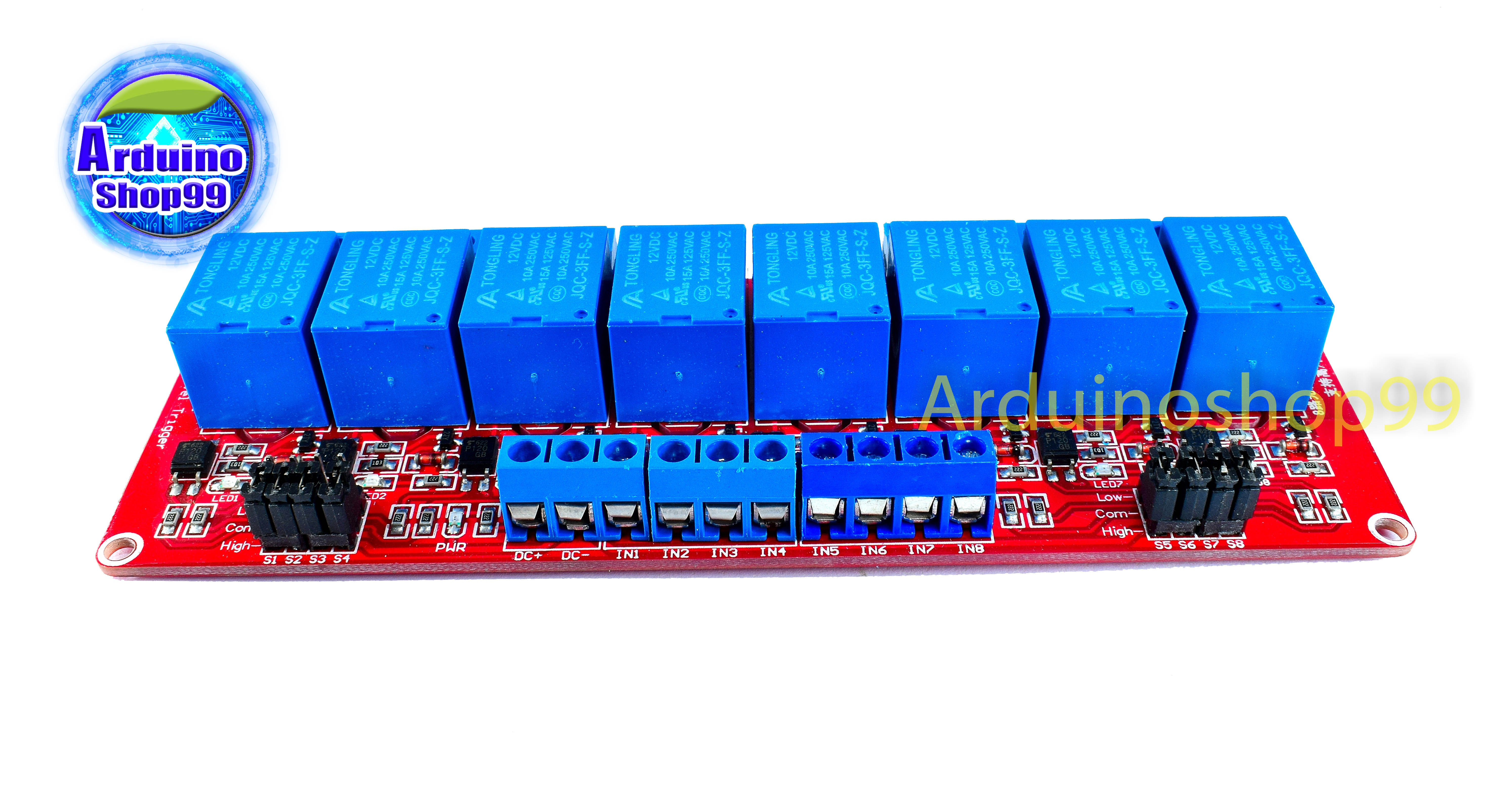 Relay 12V 8 Channel 10A 250V แบบ Active High/Low