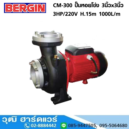 BERGIN CM-300 ปั๊มหอยโข่ง 3นิ้วx3นิ้ว 3HP/220V H.15m 1000L/m