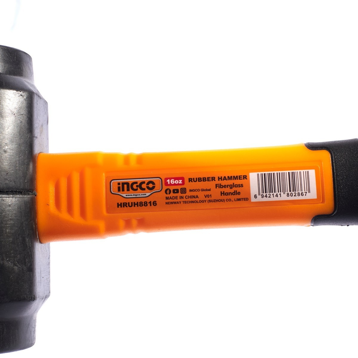 INGCO HRUH8816 ค้อนยาง ด้ามไฟเบอร์ 16oz ดำ