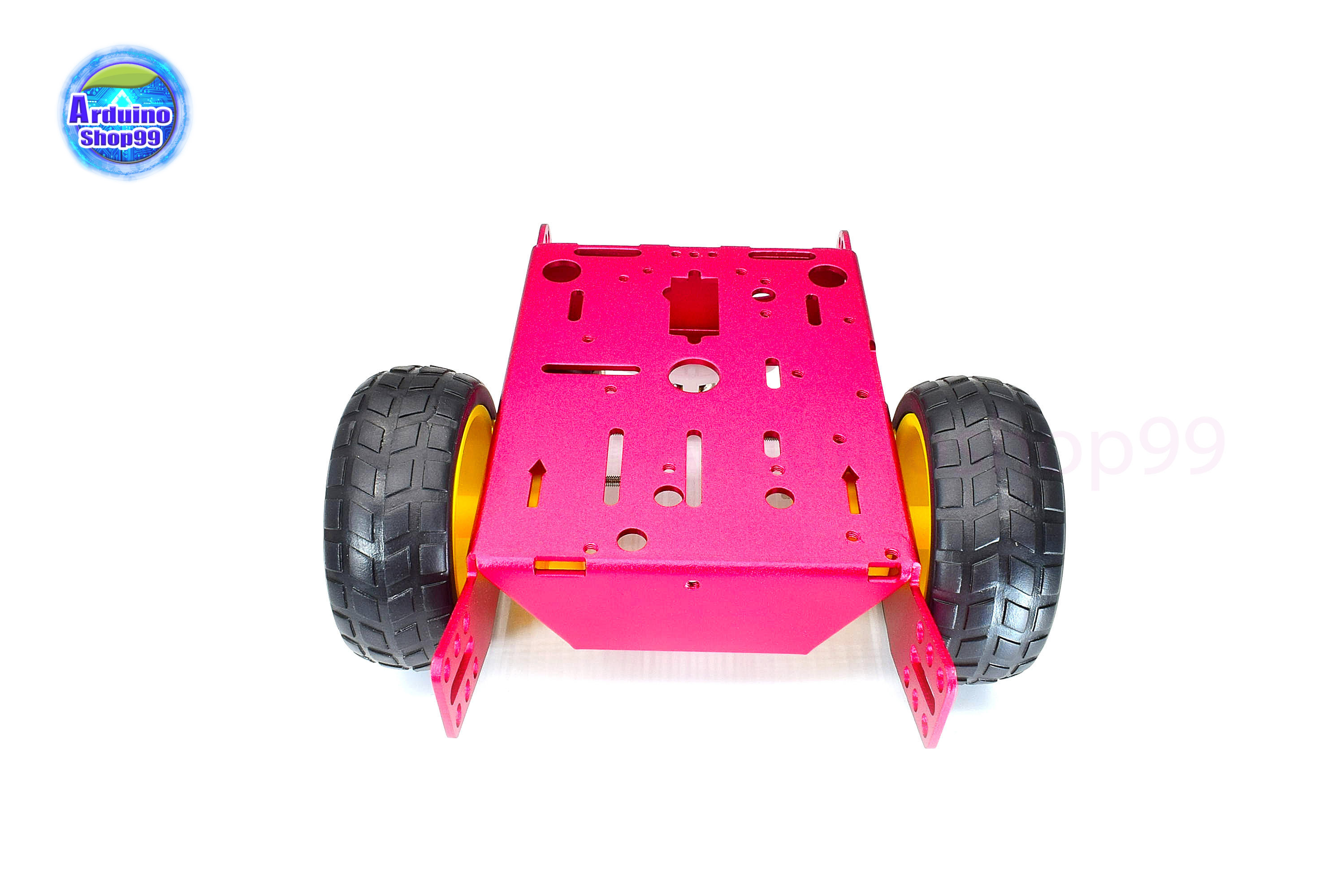 โครงรถหุ่นยนต์ Aluminum alloy robot Smart car ล้อเหลือง/ยางดำ สี Metallic Red