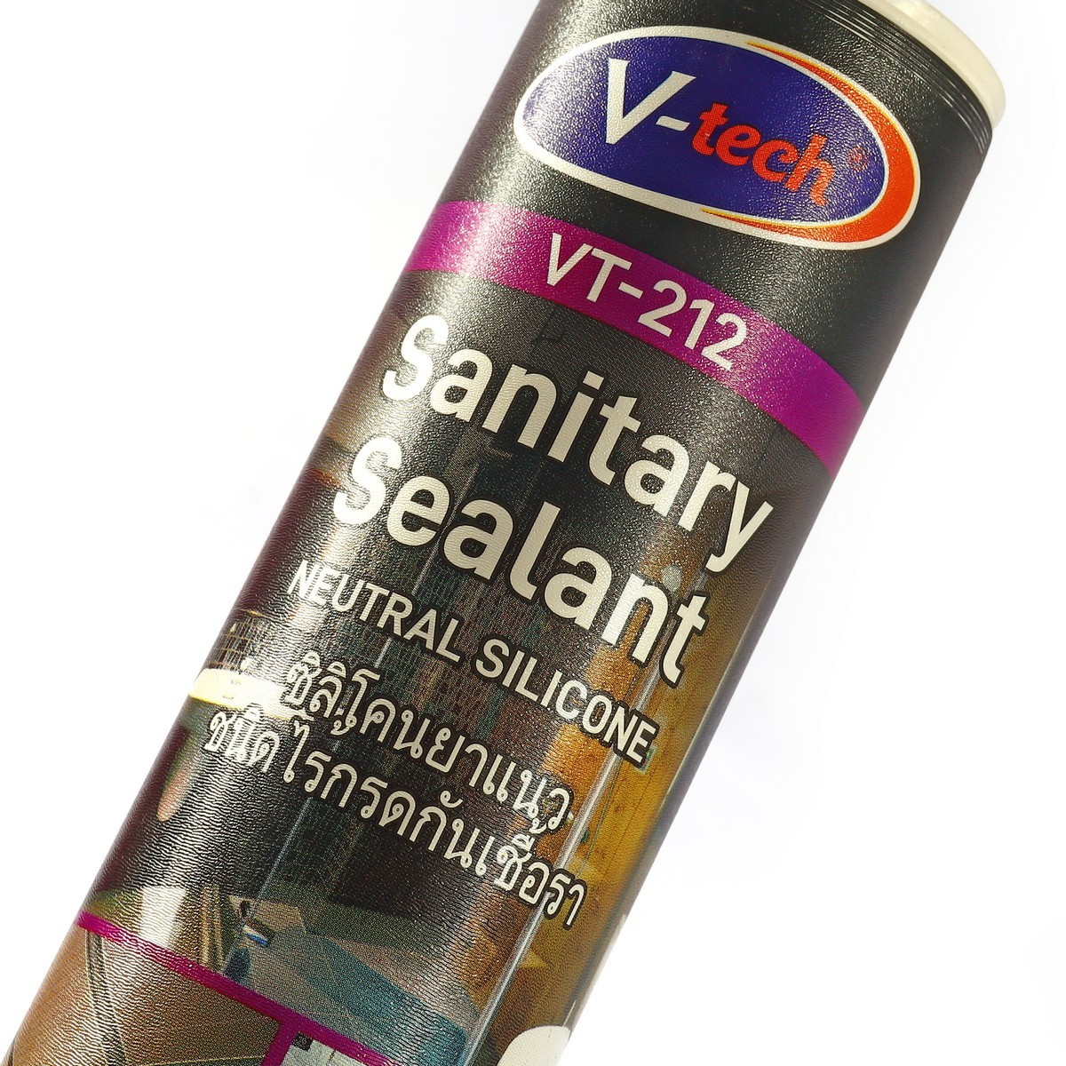 V-tech VT-212 ซิลิโคนกันเชื้อรา ไม่มีกรด 300ml สีขาว/สีใส