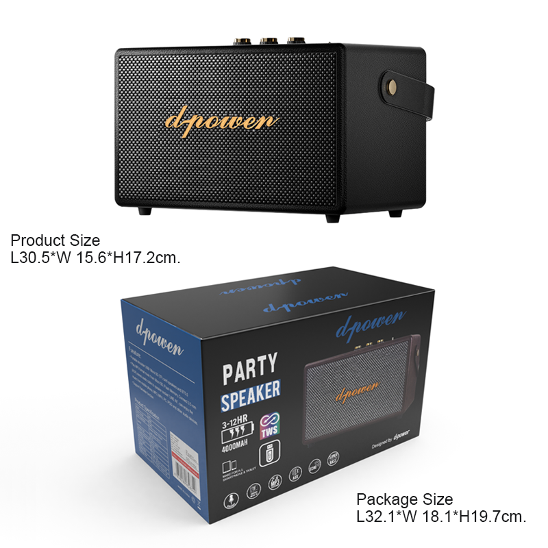 d-power ลำโพงบลูทูธ รุ่น X40 กำลังขับ 40วัตต์ ลำโพงพกพา เชื่อมต่อ2ตัวได้ รองรับไมค์โครโฟน รับประกัน 1 ปี