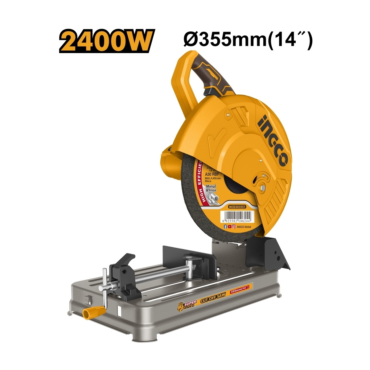 INGCO COS243558 เครื่องตัดไฟเบอร์ 14" 2400W 3900rpm