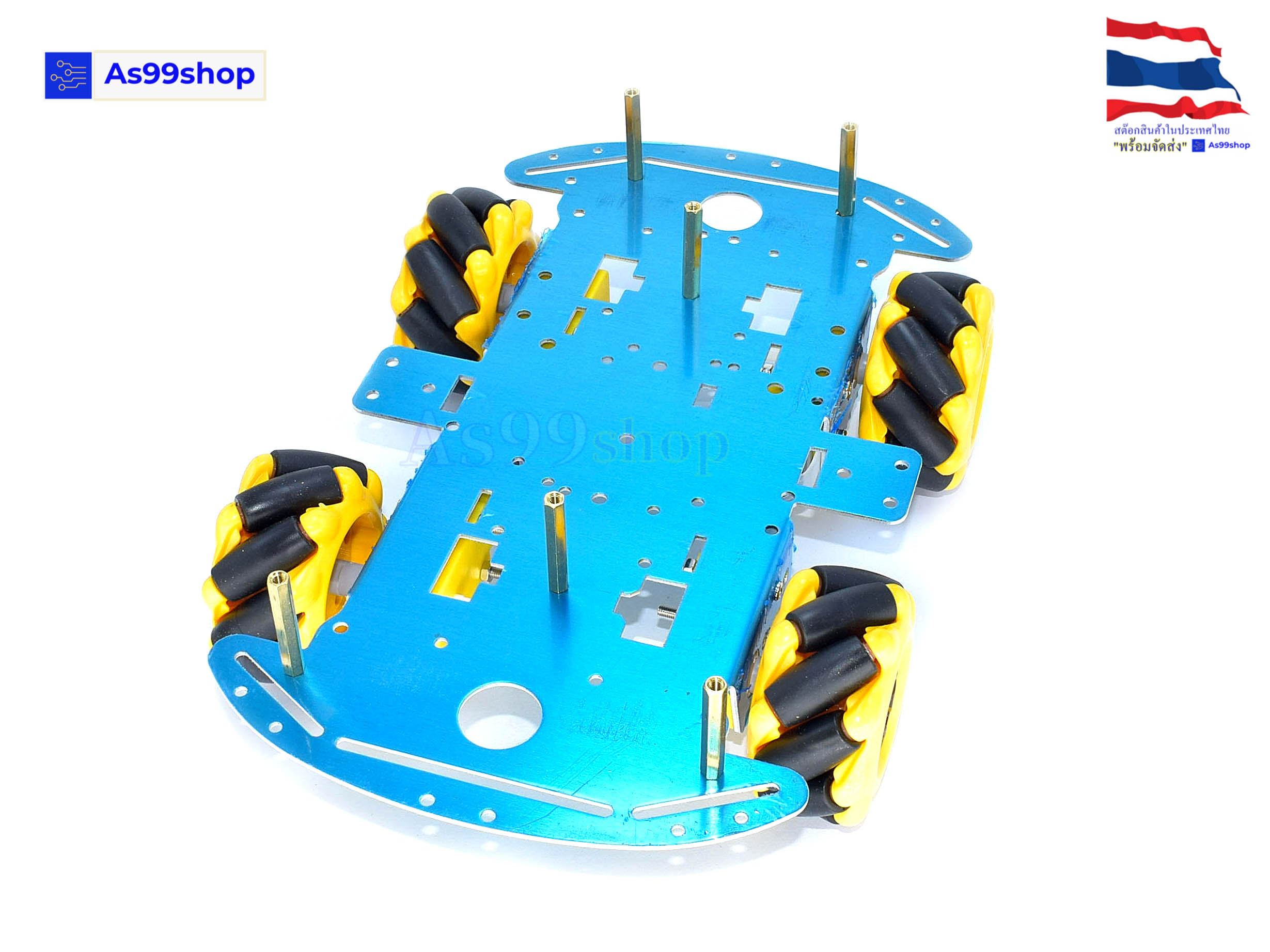 ชุดคิทโครงรถหุ่นยนต์ 4wd 2 ชั้น Aluminum Alloycar chassis +ล้อ4+มอเตอร์4+เพลท