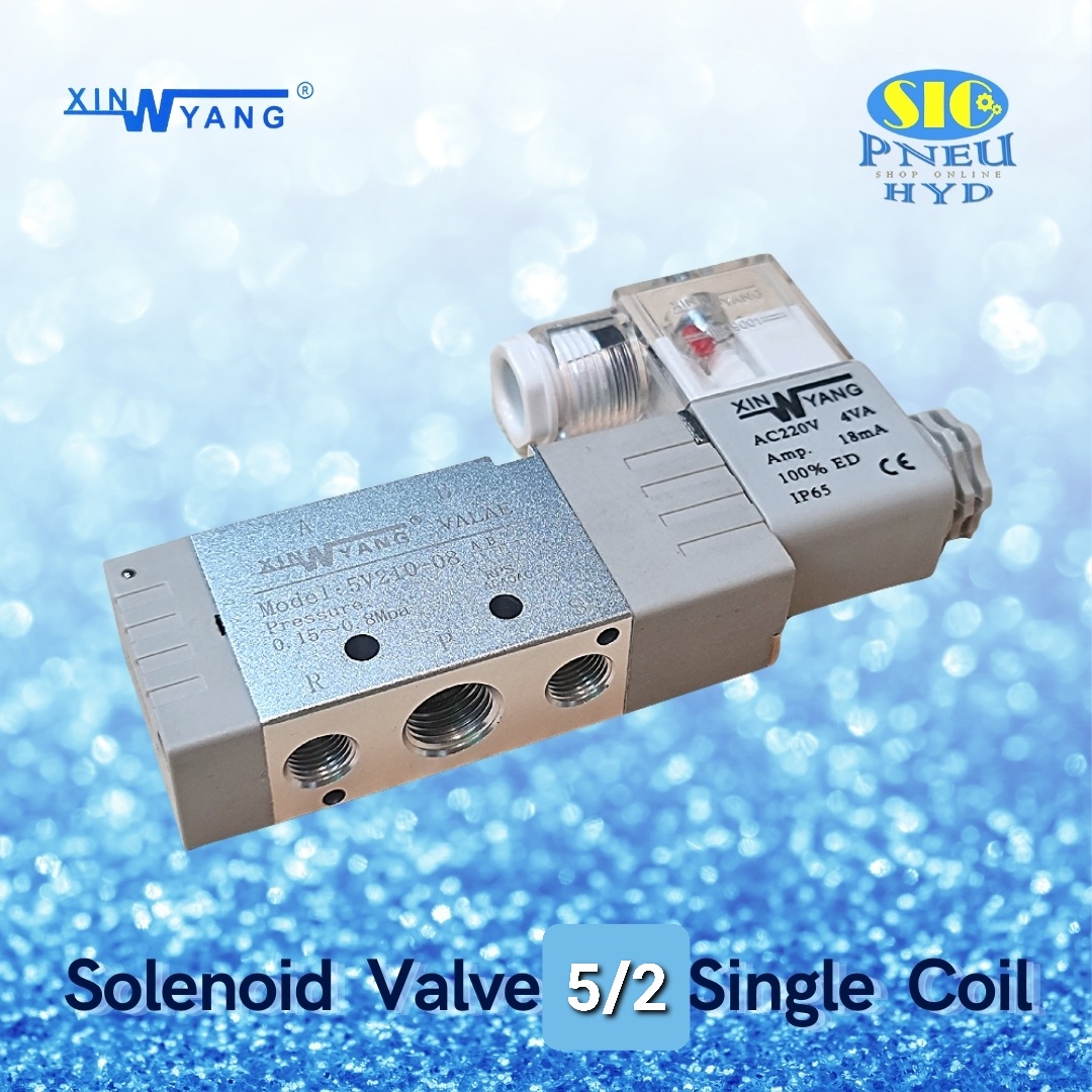 5V210 : SOLENOID VALVE XINYANG โซลินอยด์วาล์ว 5/2 SINGLE COIL PORT 1/4" PT