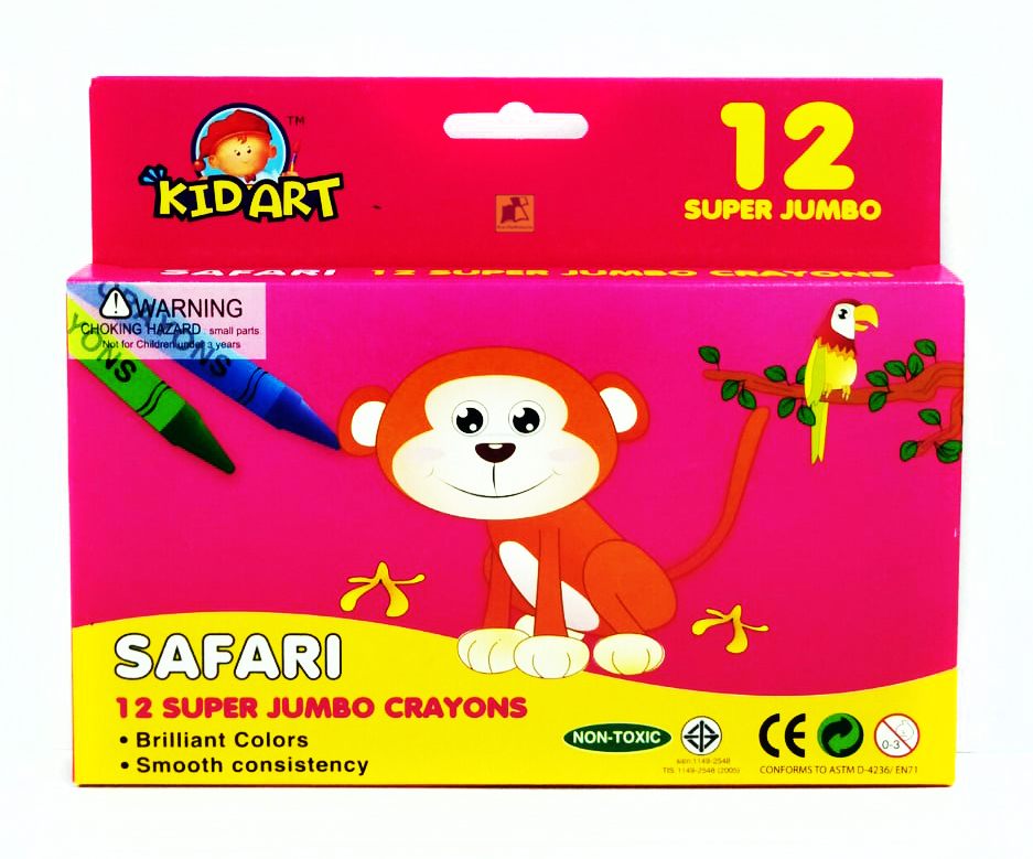 สีเทียนซุปเปอร์จัมโบ้ 12 สี ตรา คิด อาร์ต (บรรจุ 12 สี/กล่อง)