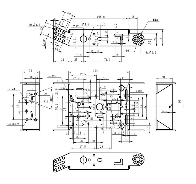 โครงรถหุ่นยนต์ Aluminum alloy robot Smart car ล้อเหลือง/ยางดำ สี Metallic purple