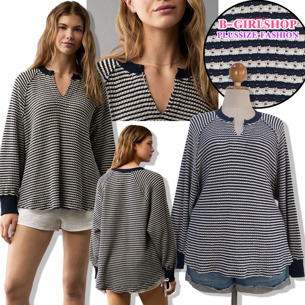 Ha6803 *แบรนด์นอก American Eagle* ไซส์ L เสื้อผ้าถักสีครีมสลับกรมท่าผ้าสวยมีน้ำหนัก ทรงสวย งานไม่พับริมเพิ่มดีเทลเก๋ ยืดเยอะมากไม่แนบ รอบอก 54 ยืด 62 วงแขน 26 - 33 ชาย 58 - 68 ยาว 29 นิ้ว