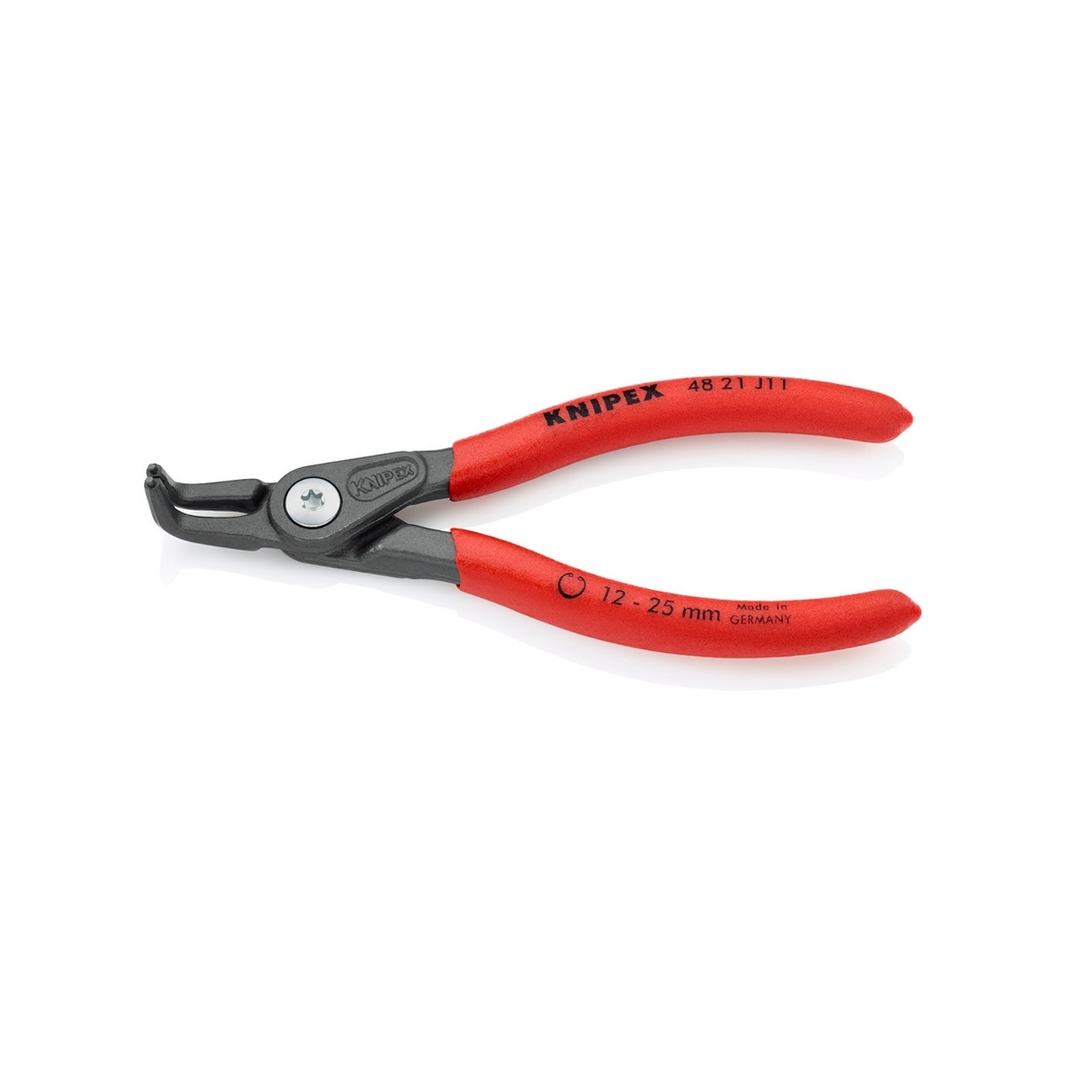 KNIPEX 48 21 J11 คีมหนีบแหวน 5" Precision ปลายงอ ปลาย 1.3mm