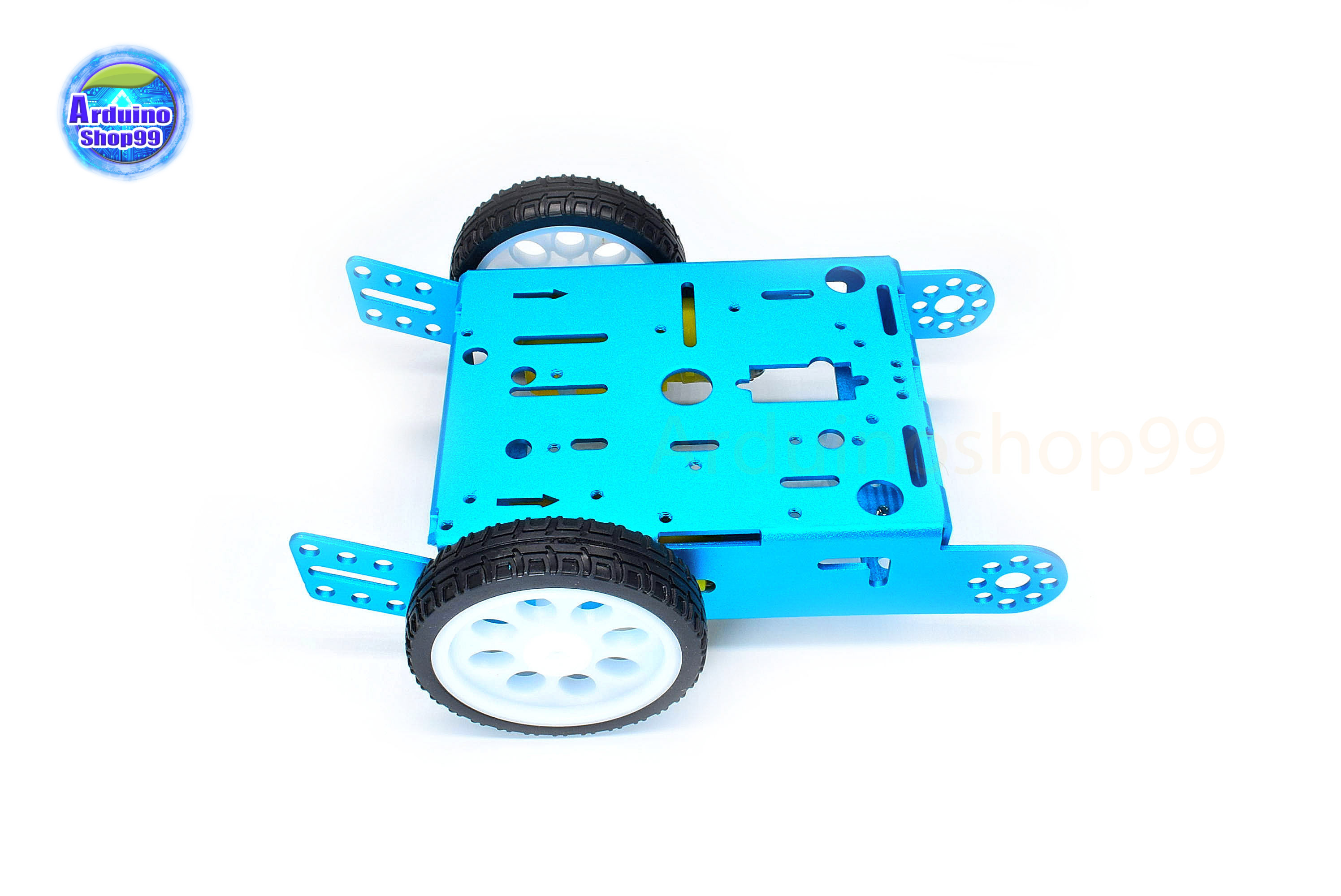 โครงรถหุ่นยนต์ Aluminum alloy robot Smart car ล้อขาว/ยางดำ สี Metallic Blue