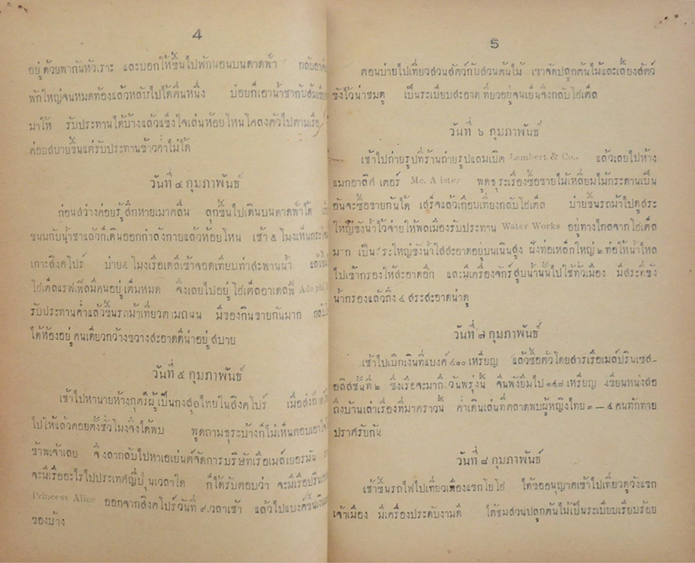 บรรทึกประจำวันการท่องเที่ยวของข้าพเจ้า