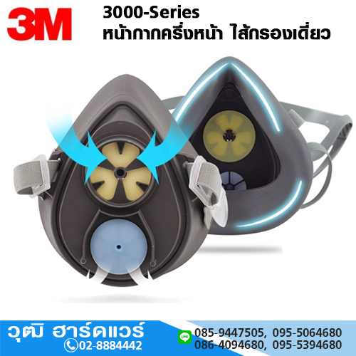 3M 3000-Series หน้ากากครึ่งหน้า ไส้กรองเดี่ยว