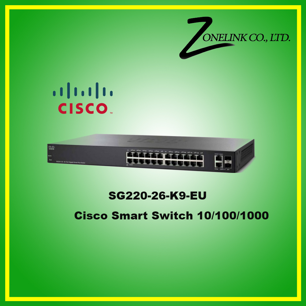 Cisco SG220-26-K9 - 24-Port 1000 Mbps + 2-Port Combo RJ45/SFP Managed L2 Gigabit Switch, 1U Rackmount
