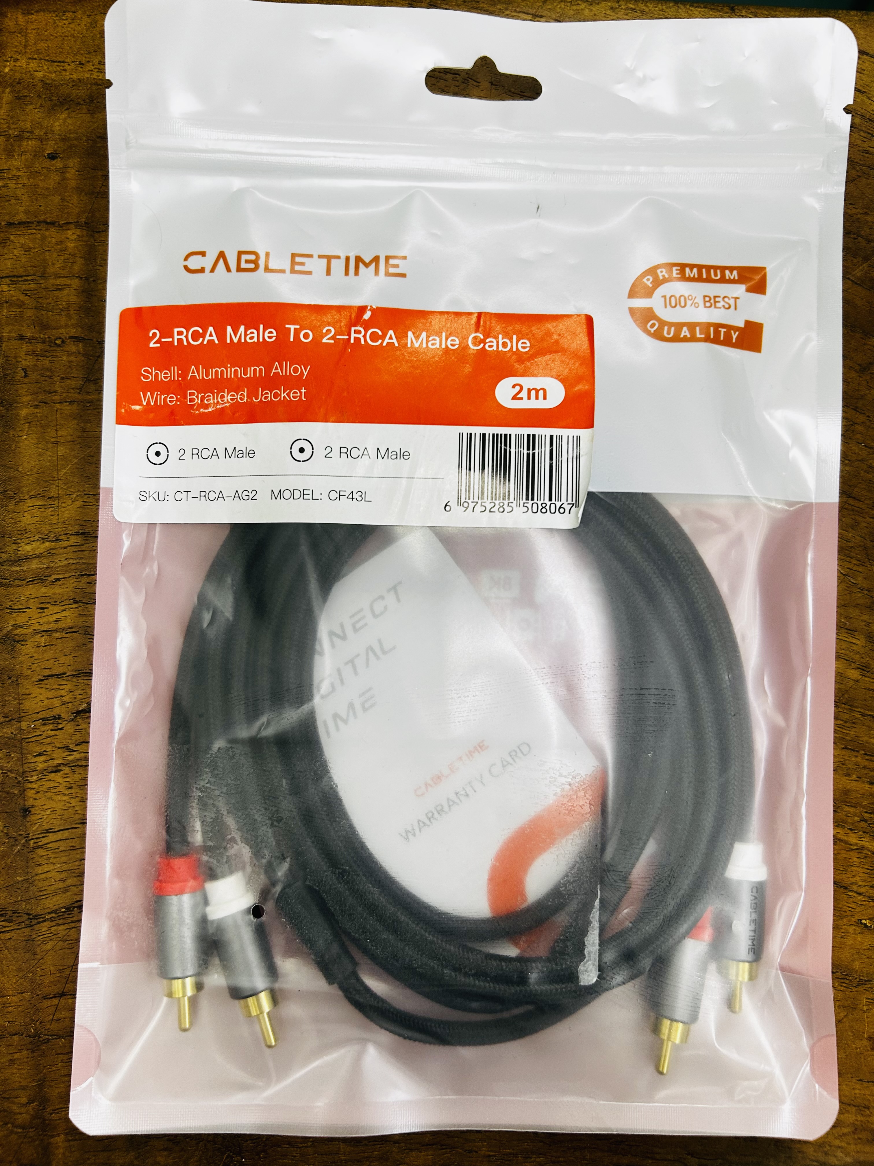 CABLETIME CF43L 2-RCA Male to 2-RCA Male 2M.