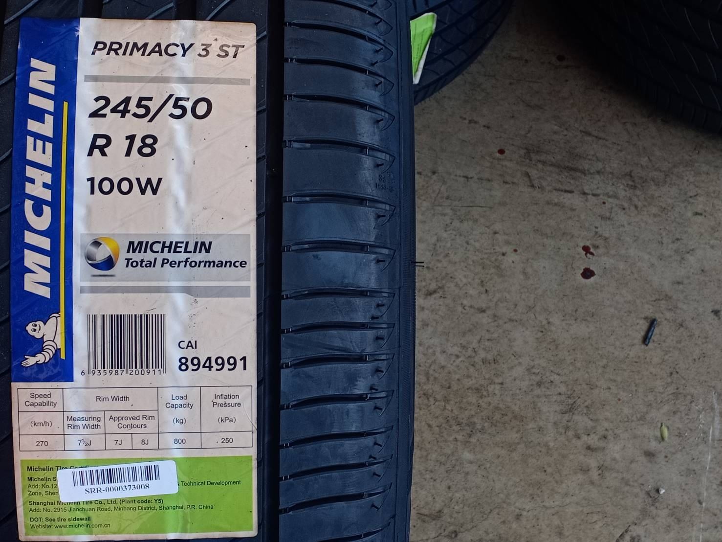 ยาง Michelin Pimacy 3ST ขนาด 245/50R18