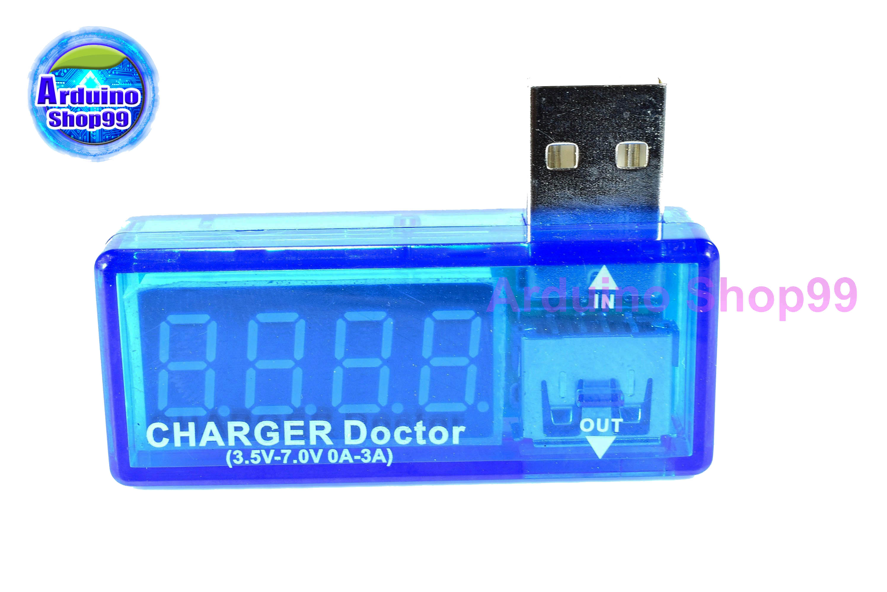 USB ทดสอบวัดค่า Voltage, Amp สีน้ำเงิน