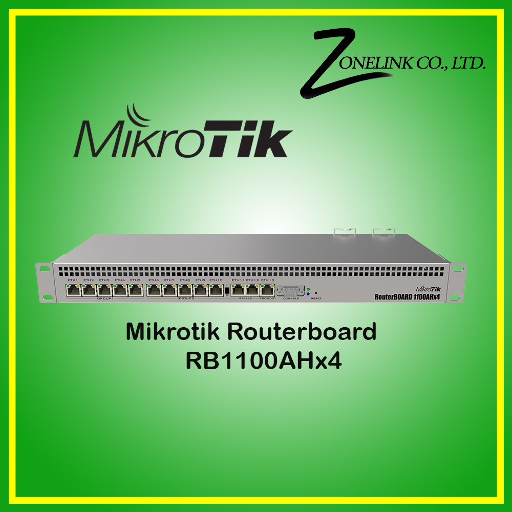 MikroTik RB1100AHx4 Router 13-Port Gigabit Ethernet, 1U rackmount, Dual Power Supply, RouterOS L6