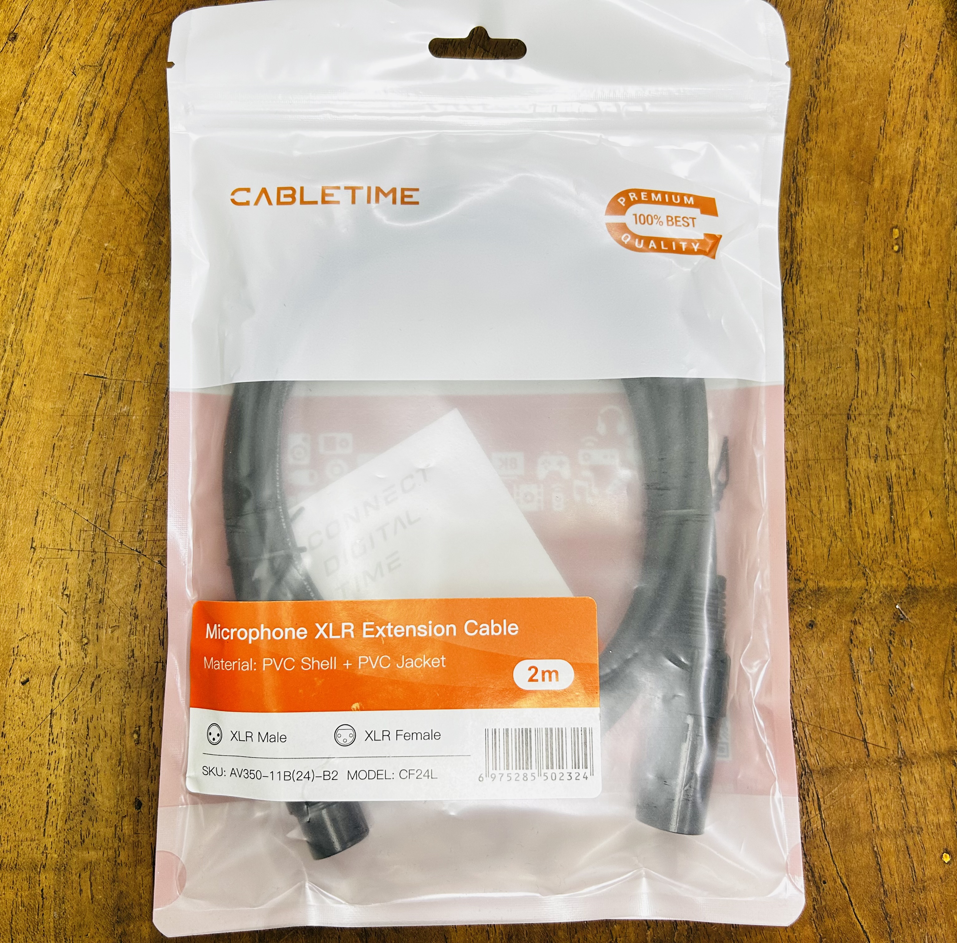 CABLETIME CF24L Microphone XLR Extension Cable 2m.