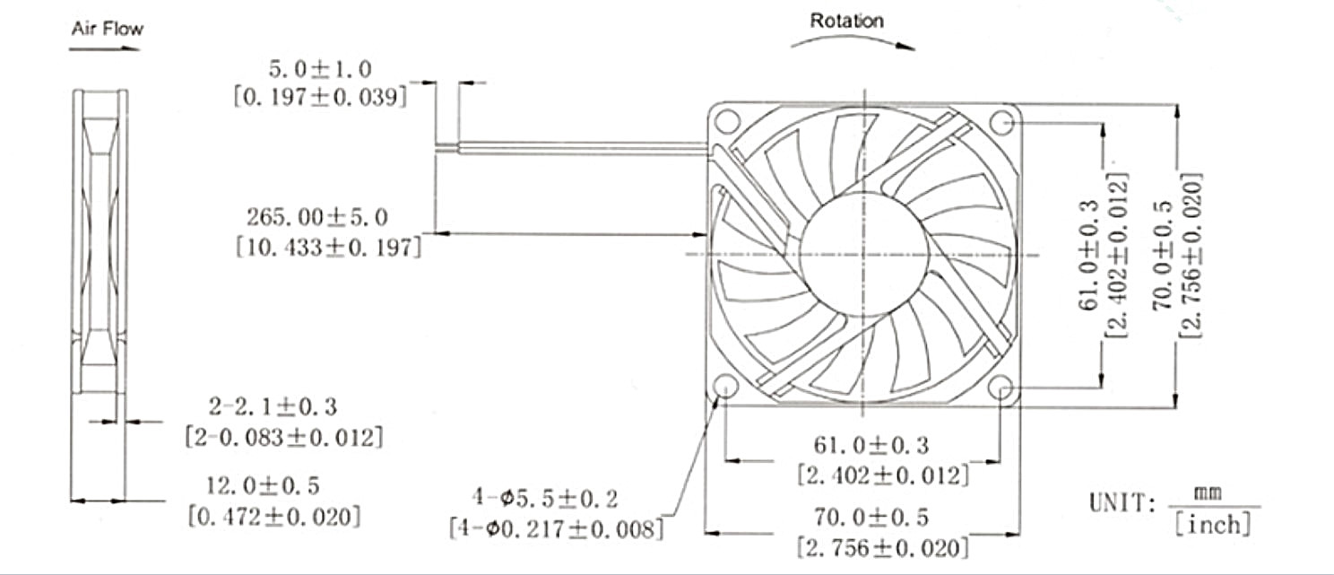 7010 พัดลมระบายความร้อนขนาดเล็ก 5V,12V,24VDC 70x70x10 mm. DC Brushless Fan( 1 ชิ้น)