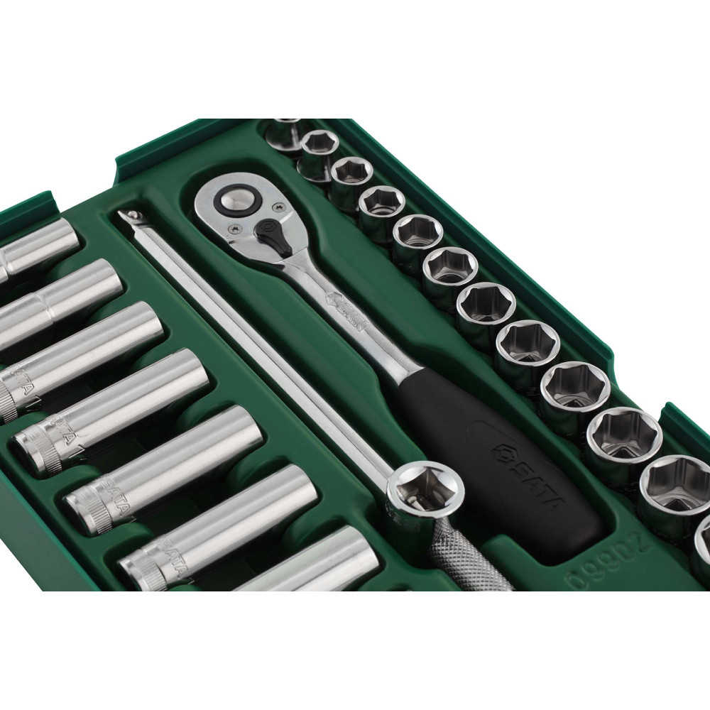 SATA 09902 ชุดถาดพร้อมลูกบ๊อกซ์ 3/8" 6P 33ชิ้น