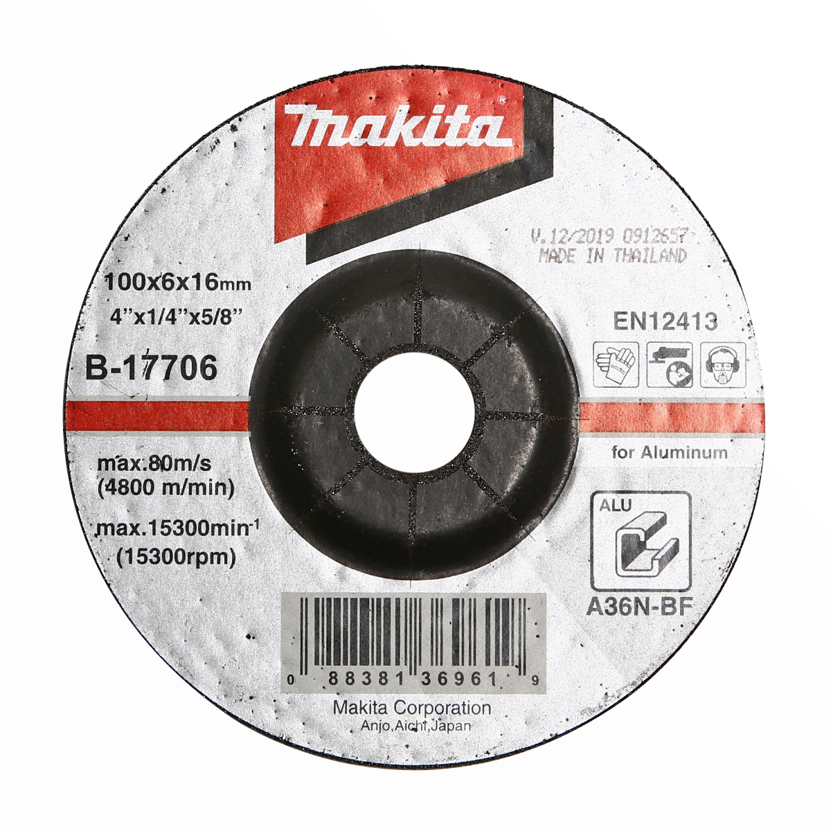 MAKITA B-17706 ใบเจียรอลูมิเนียม 4"x6mm (25ใบ/กล่อง)