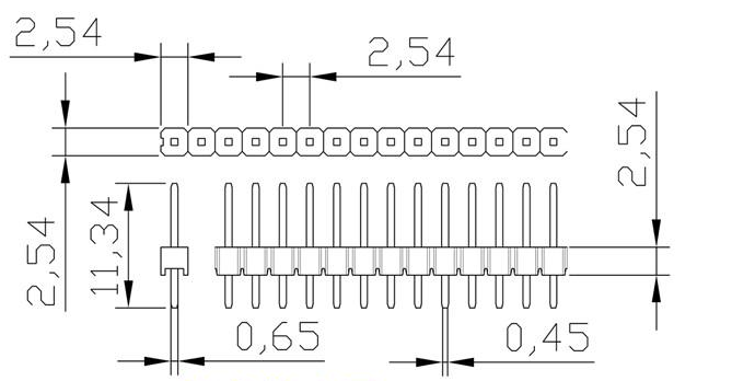 Single row pin 1*40 PIN copper needle 2.54MM ฺBlack (แบบขาตรง สีดำ 1 ตัว )