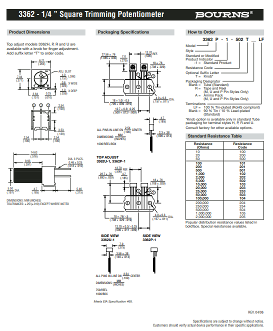 50k Ohm ความต้านทานปรับค่าได้ #3362