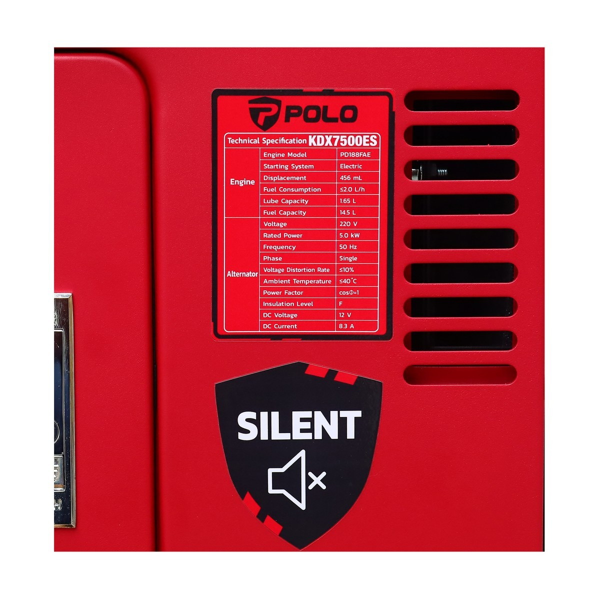 POLO KDX7500ES เครื่องปั่นไฟดีเซล 5.5kw รุ่นเสียงเงียบ 9HP กุญแจ