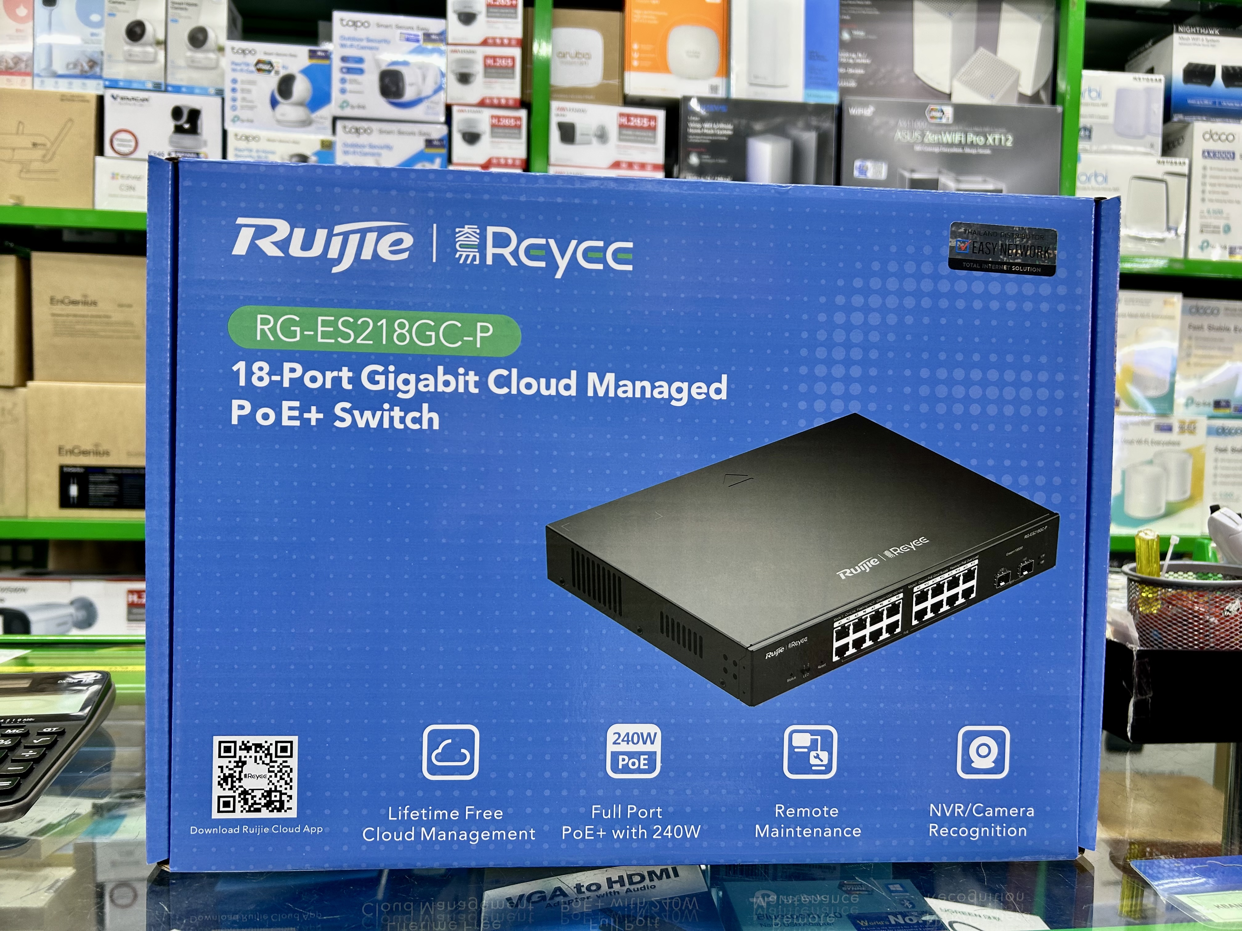 Ruijie RG-ES218GC-P Cloud Managed Smart POE Switch 16 Port Gigabit, 16 Port POE 240W ราคารวม Vat
