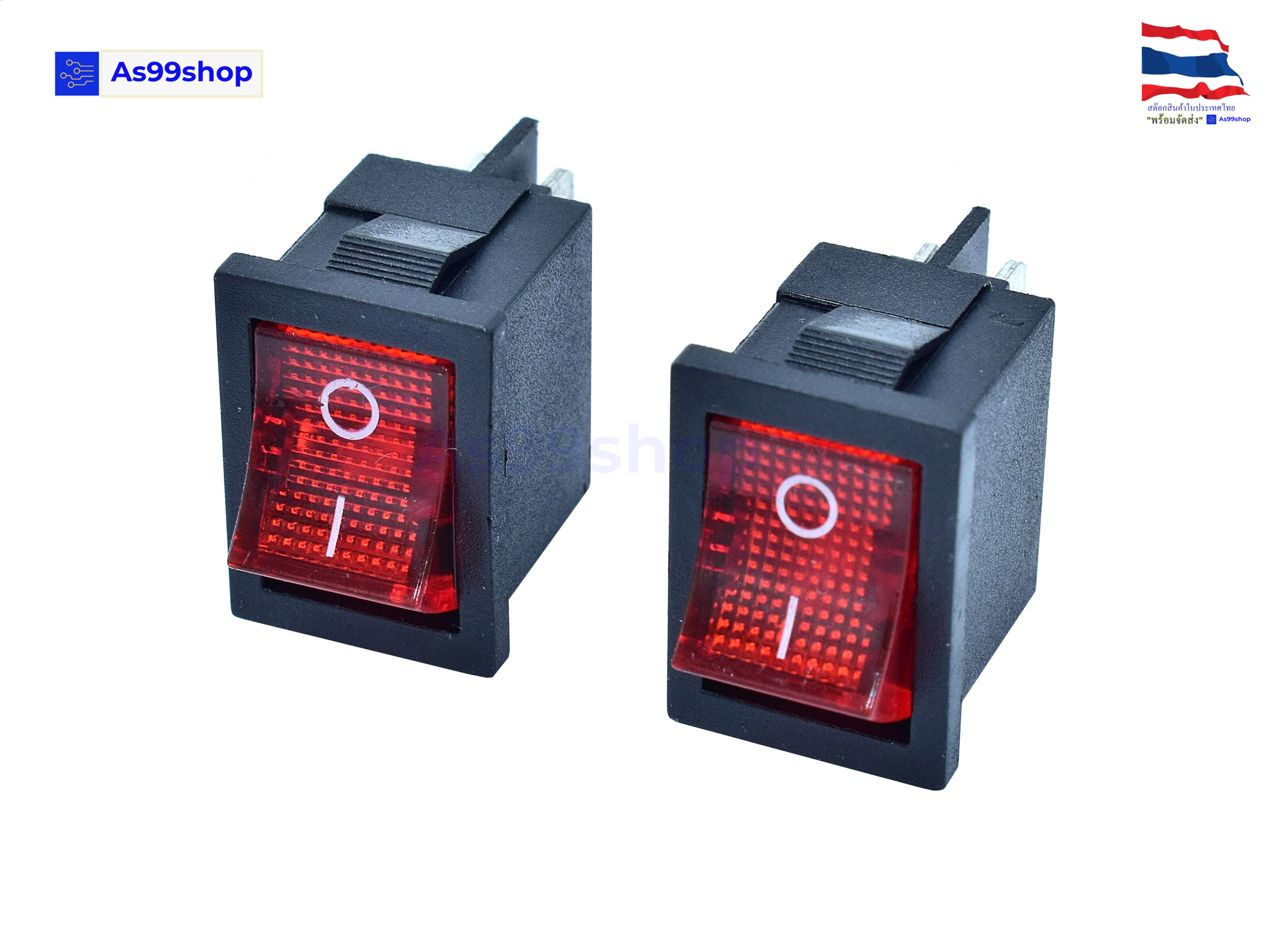 KCD1-4 Switch 4 Pin AC 250V 6A /125V 10A Red( 2 ตัว)