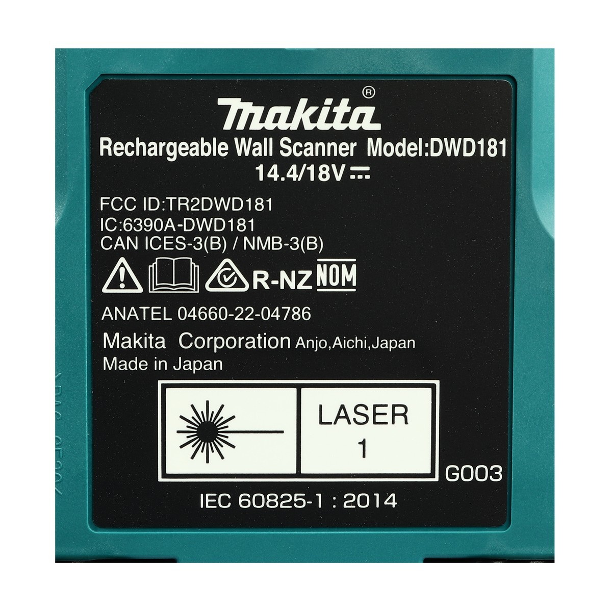 MAKITA DWD181ZJ เครื่องสแกนผนัง โลหะ,อโลหะ,สายไฟ,ไม้,ท่อพลาสติก 18V (เฉพาะตัว)