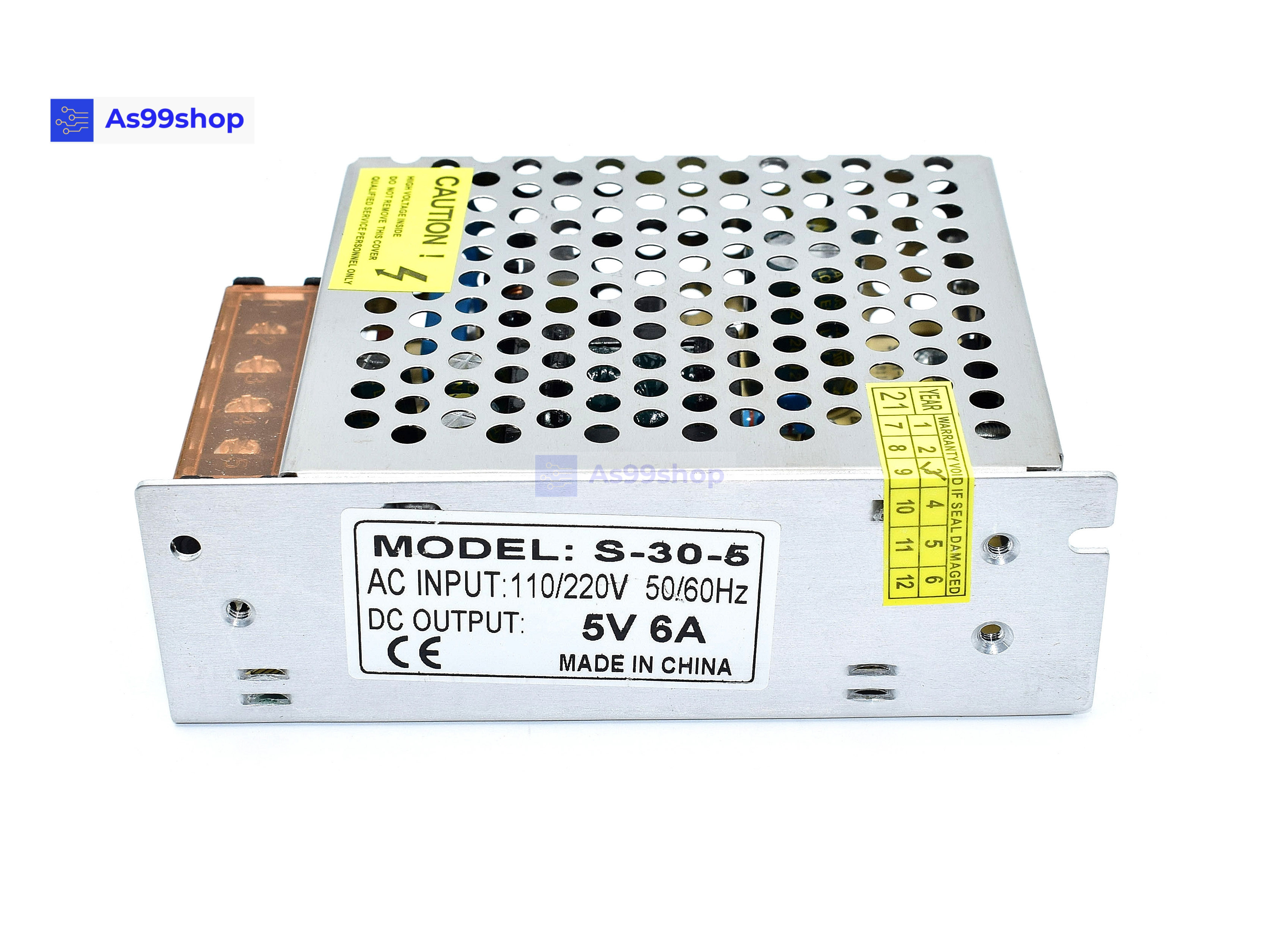 Switching Power Supply สวิตชิ่งเพาเวอร์ซัพพลาย 5V 6A 30W(สีเงิน) S-30-5