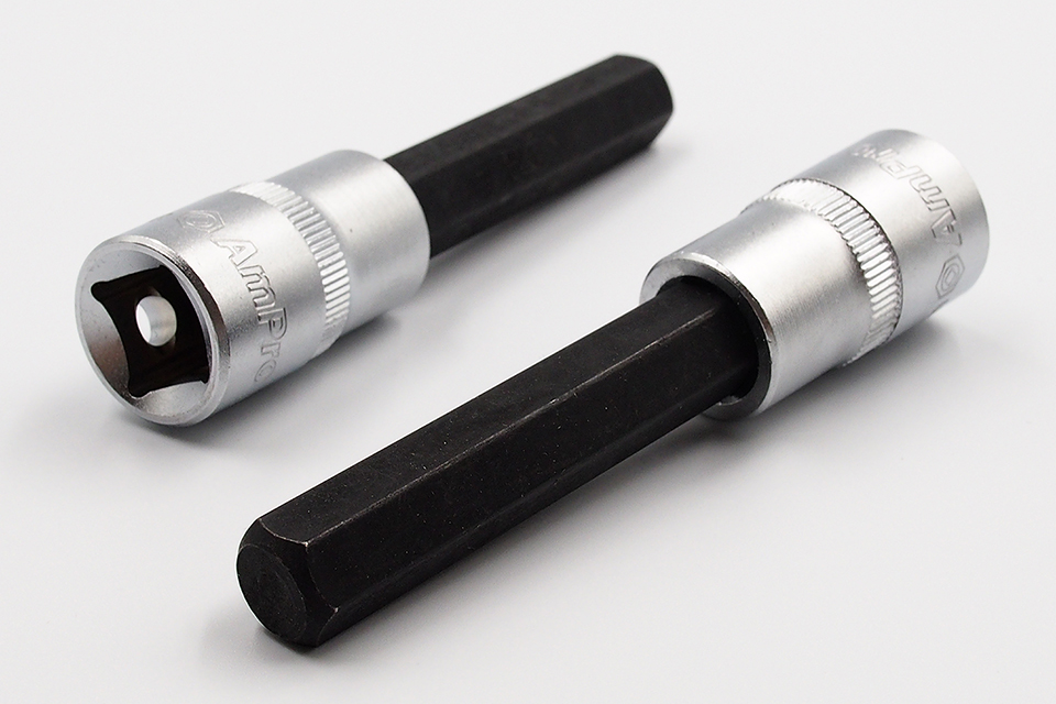 ลูกบ๊อกเดือยโผล่ยาว 100 MM AMPRO รู 1/2" 6 เหลี่ยม ขนาด 3 MM - 19 MM