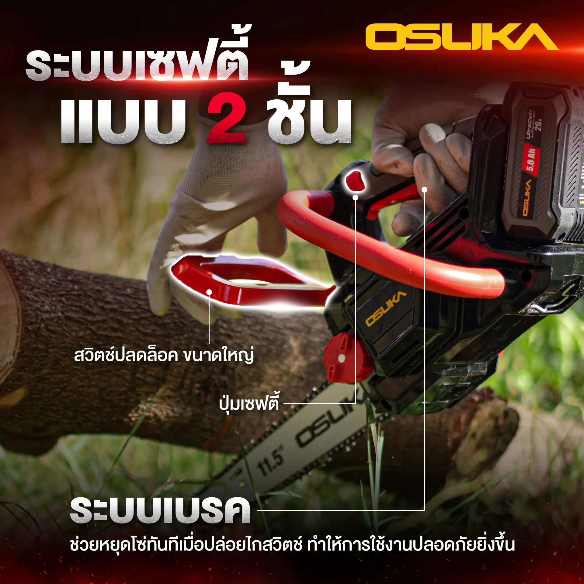 OSUKA OCCS430-N เลื่อยโซ่ไร้สาย 11.5" 20V (ตัวเปล่า)
