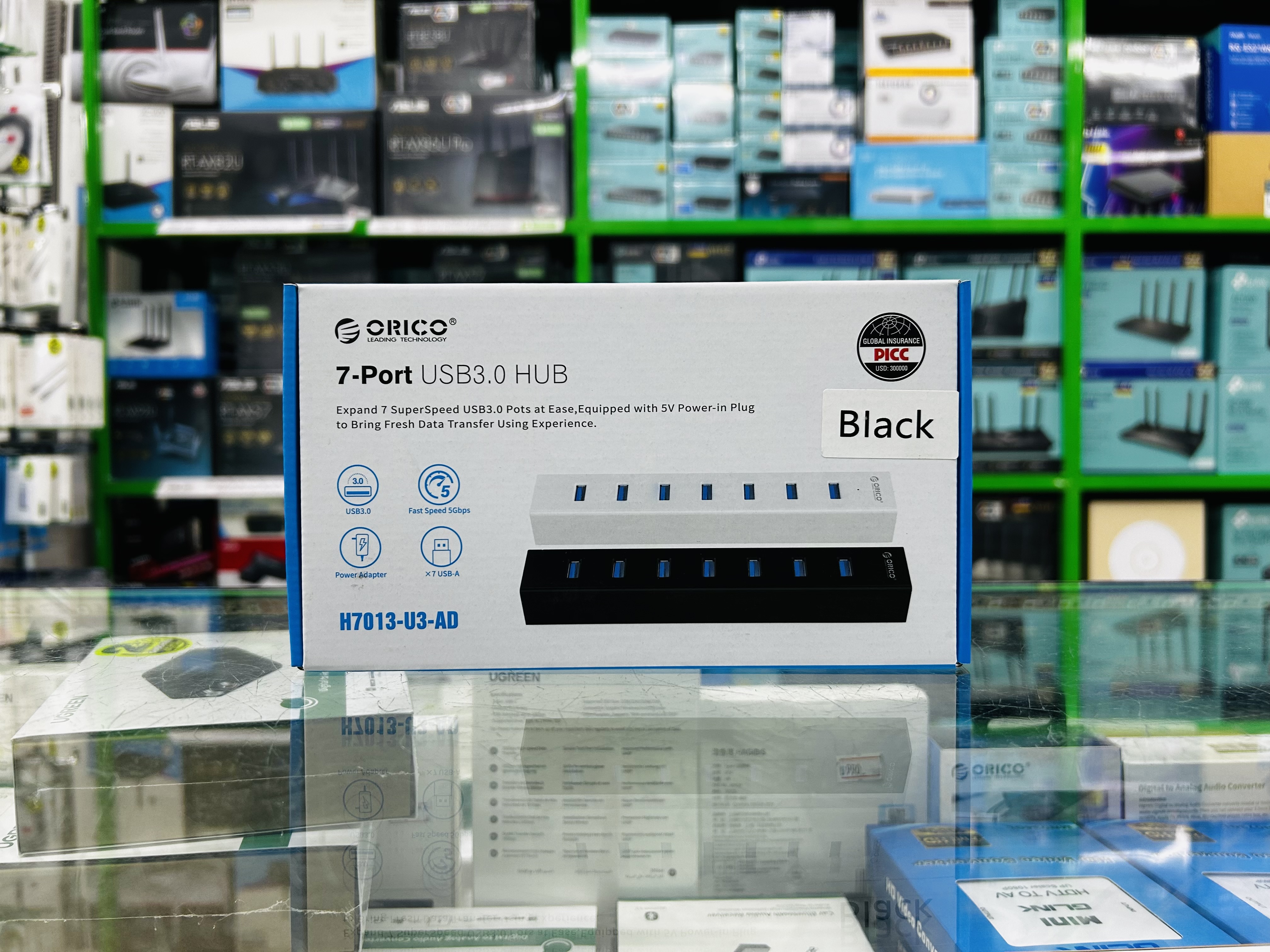 ORICO H7013-U3 7 Ports USB 3.0 HUB w/ 5V 2A Power Black
