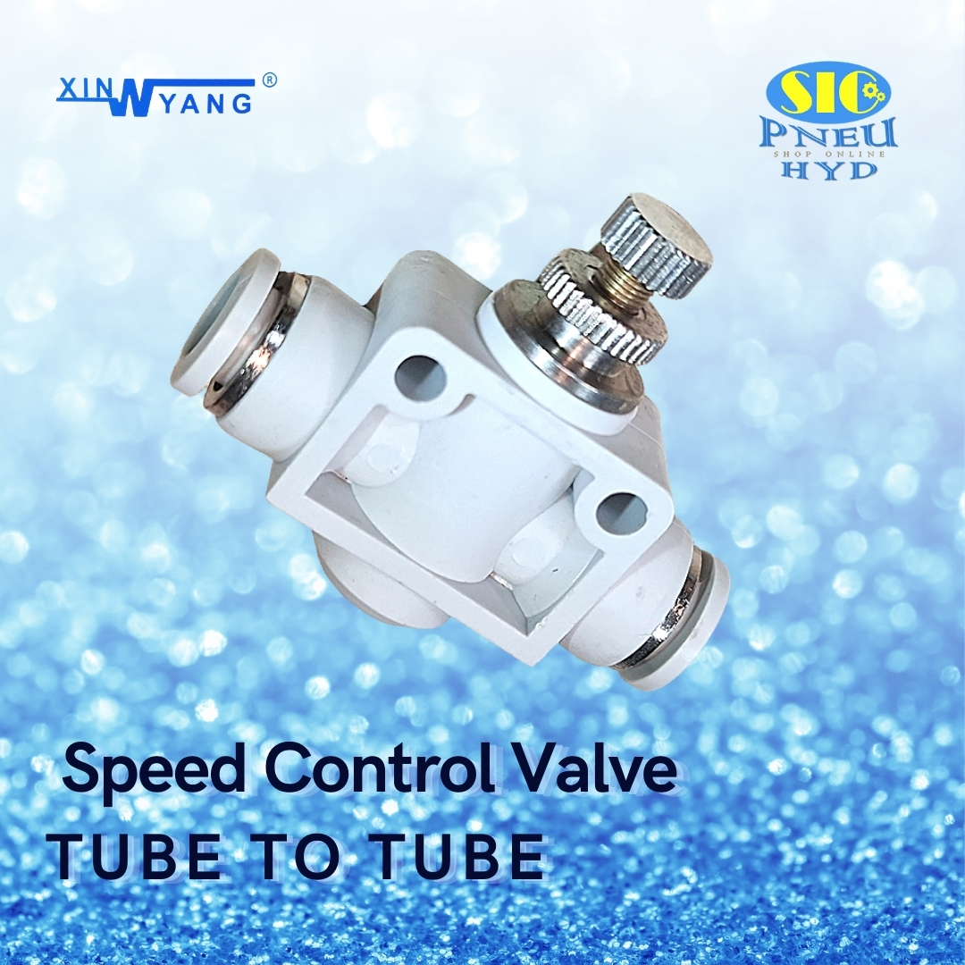 SPA : SPEED CONTROL VALVE ข้อต่อลม ปรับความเร็วลม สวมสาย 2 ด้าน สีขาว