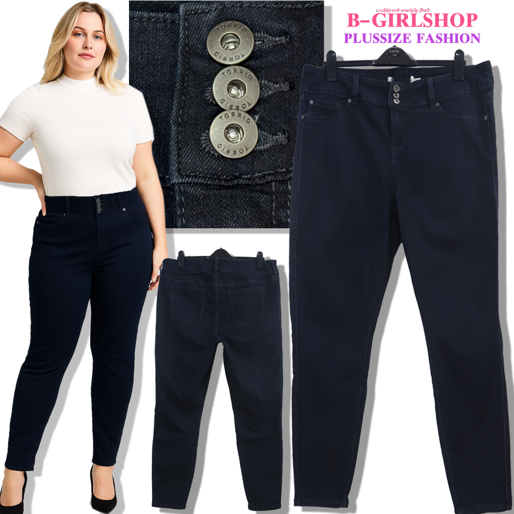 Ha6462 *แบรนด์นอก Torrid ตัดป้าย* ไซส์ 22R กางเกงยีนส์ยืดสีกรมท่าเข้มเกือบดำ ขอบเอวกว้างเก็บช่วงเอวได้ดี ไม่ร่น ผ้ายืดเยอะ งานสวย รอบเอว 44 ยืด 48 สะโพก 50 ยืด 60 ต้นขา 28 - 35 ยาว 39 นิ้ว