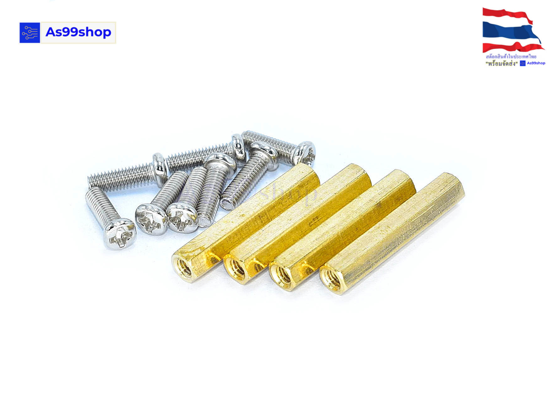 M3*25 double-pass hexagonal Copper column( 1 ชุด 4 ตัว )+น๊อตหัวกลม 8 ตัว