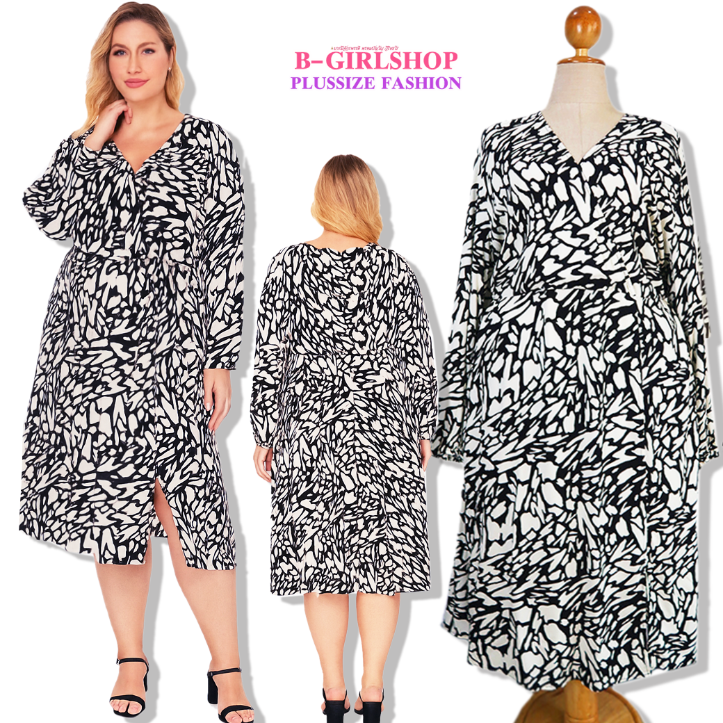 Ha3860 *แบรนด์นอก KIABI* ไซส์ 3x เดรสคนอ้วนสีดำขาวลายหัวใจอกป้ายเย็บติด งานสวยผ้าดีใส่สบาย พริ้วสวย รอบอก 58 ยืด 62 วงแขน 26 - 28 สะโพก 68 ยาว 52 นิ้ว