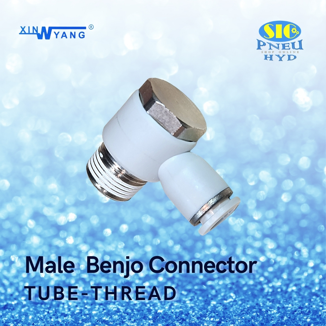 SPH : MALE BENJO CONNECTOR TUBE TO THREAD ข้อต่อลม งอ90 แบบปรับองศาได้ เกลียว PT